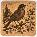 Varied Thrush on Blossoming Branch – Pacific Northwest Bird Cork Coaster