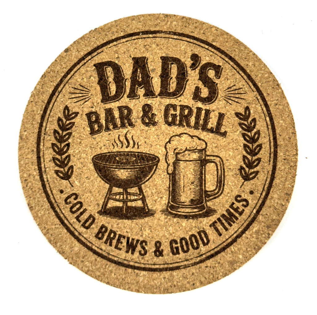 Dad's Bar & Grill Funny Laser Engraved Round Drink Coaster