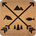 Outdoor Adventure Icons – Crossed Arrows Cork Coaster
