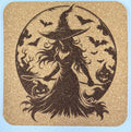 Spooky Witch Silhouette Cork Coaster