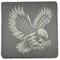 American Eagle Talons Out Laser Engraved Slate Coaster – Patriotic Flag Design