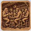 Bigfoot and Friends at the Bar – Pacific Northwest Cork Coaster