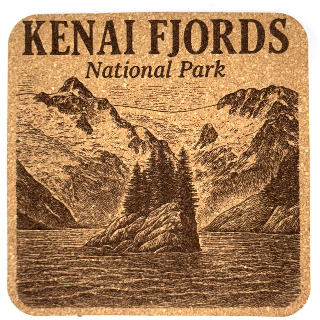 Kenai Fjords National Park Cork Coaster – Alaska Fjord Art
