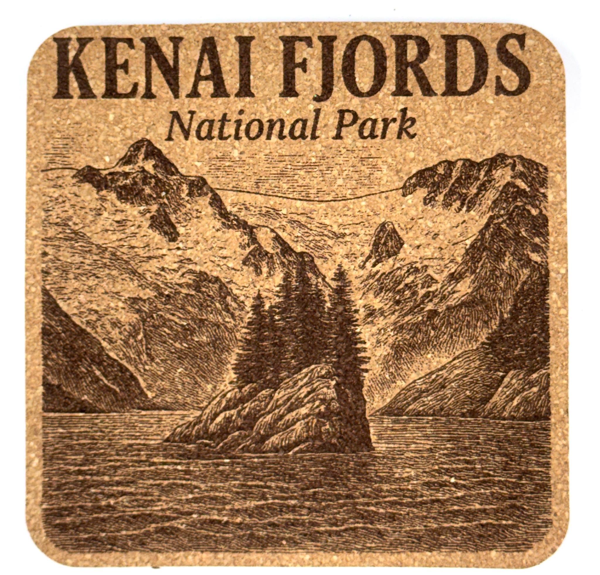 Kenai Fjords National Park Cork Coaster – Alaska Fjord Art