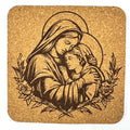 Virgin Mary Holding Child Coaster, Catholic Faith Engraved Cork Coaster