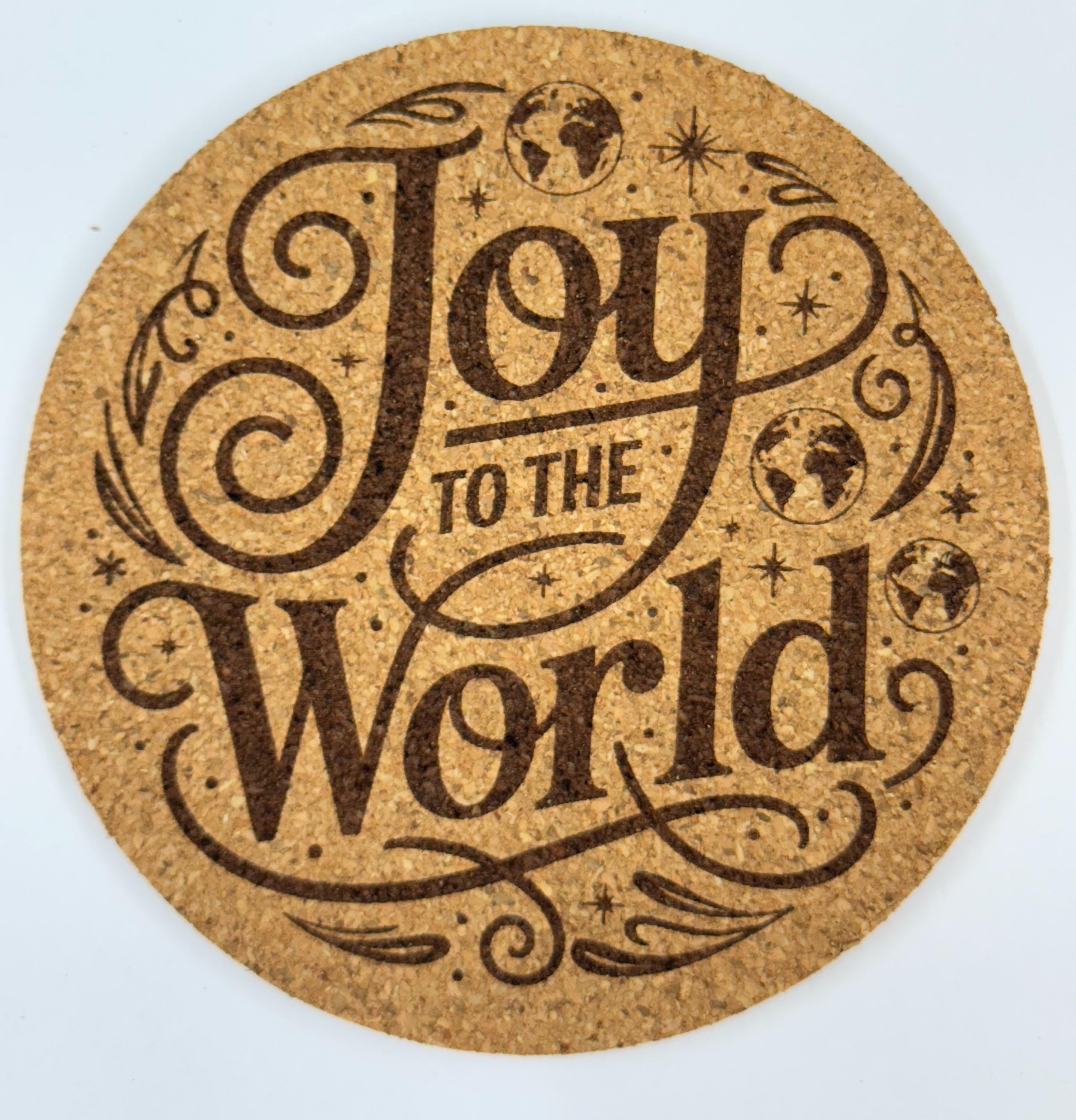 Joy to the World Cork Coaster – Classic Christmas Message Decor