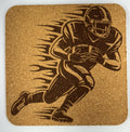Charging Football Runner Cork Coaster – Gridiron Momentum Art