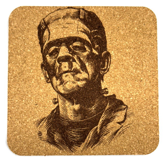 Classic Monster Vintage Horror Portrait Cork Coaster – Gothic Bar Decor Gift