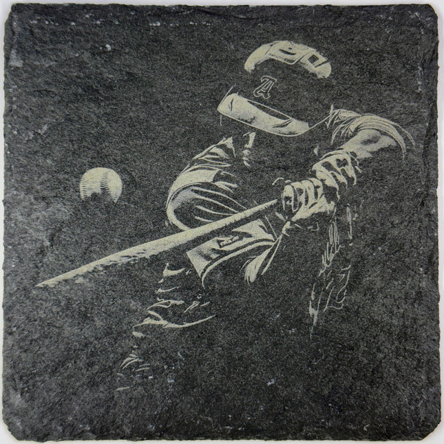 Baseball Batter Making Contact – Action Slate Coaster