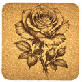 Detailed Rose Sketch Cork Coaster Timeless Botanical Artwork