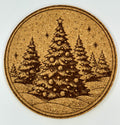Decorated Christmas Trees Cork Coaster – Festive Winter Forest Decor