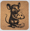 Happy Mouse with Cheese – Cute Cork Coaster
