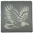 American Eagle in Flight Laser Engraved Slate Coaster – Patriotic Flag Design