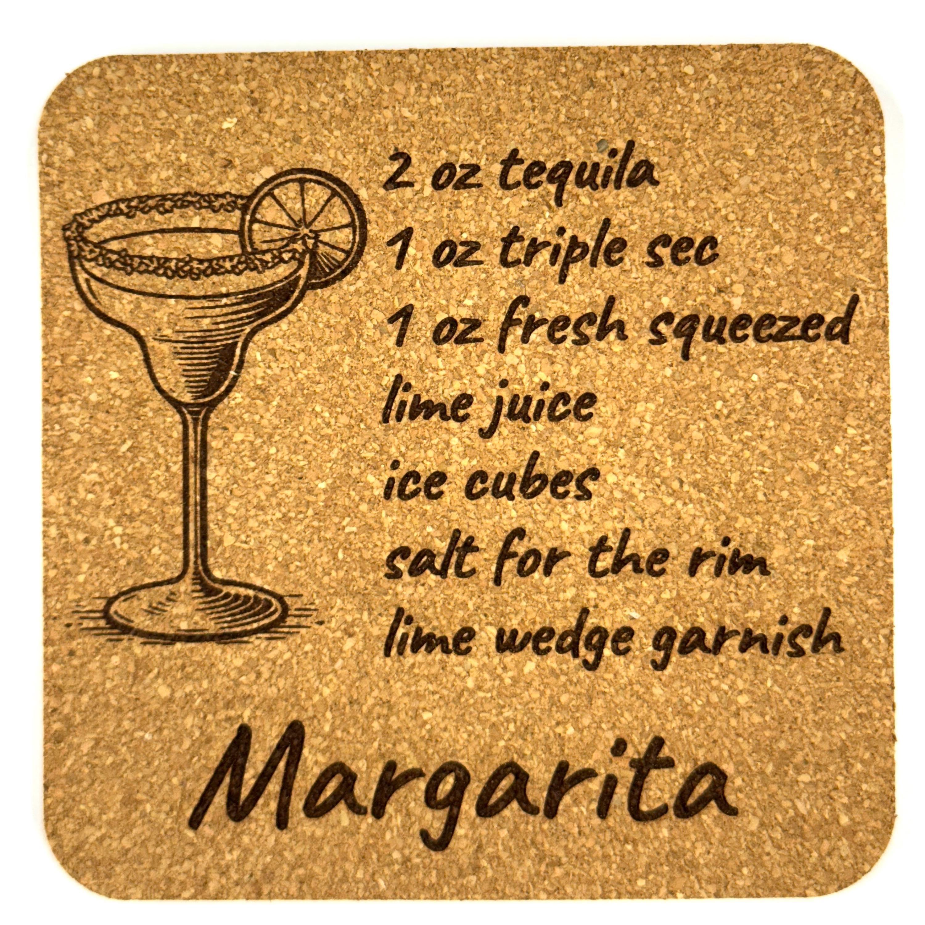 Margarita Recipe Cork Coaster – Classic Cocktail Drink Decor