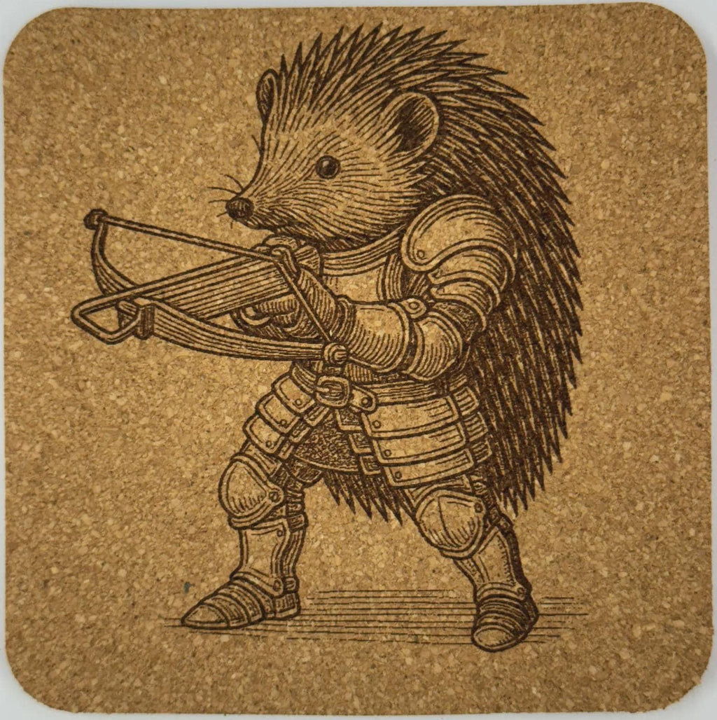 Hedgehog Warrior with Crossbow – Fantasy Archer Cork Coaster