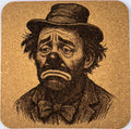 Bow-Tied Hobo Clown – Laser Engraved Cork Coaster