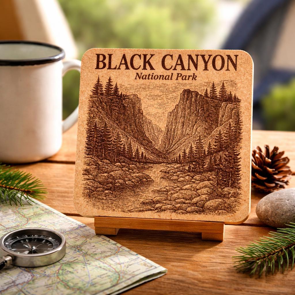 Black Canyon of the Gunnison National Park Cork Coaster – Colorado Canyon Art