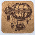 Steampunk Hot Air Balloon with Sky Cabins – Cork Coaster