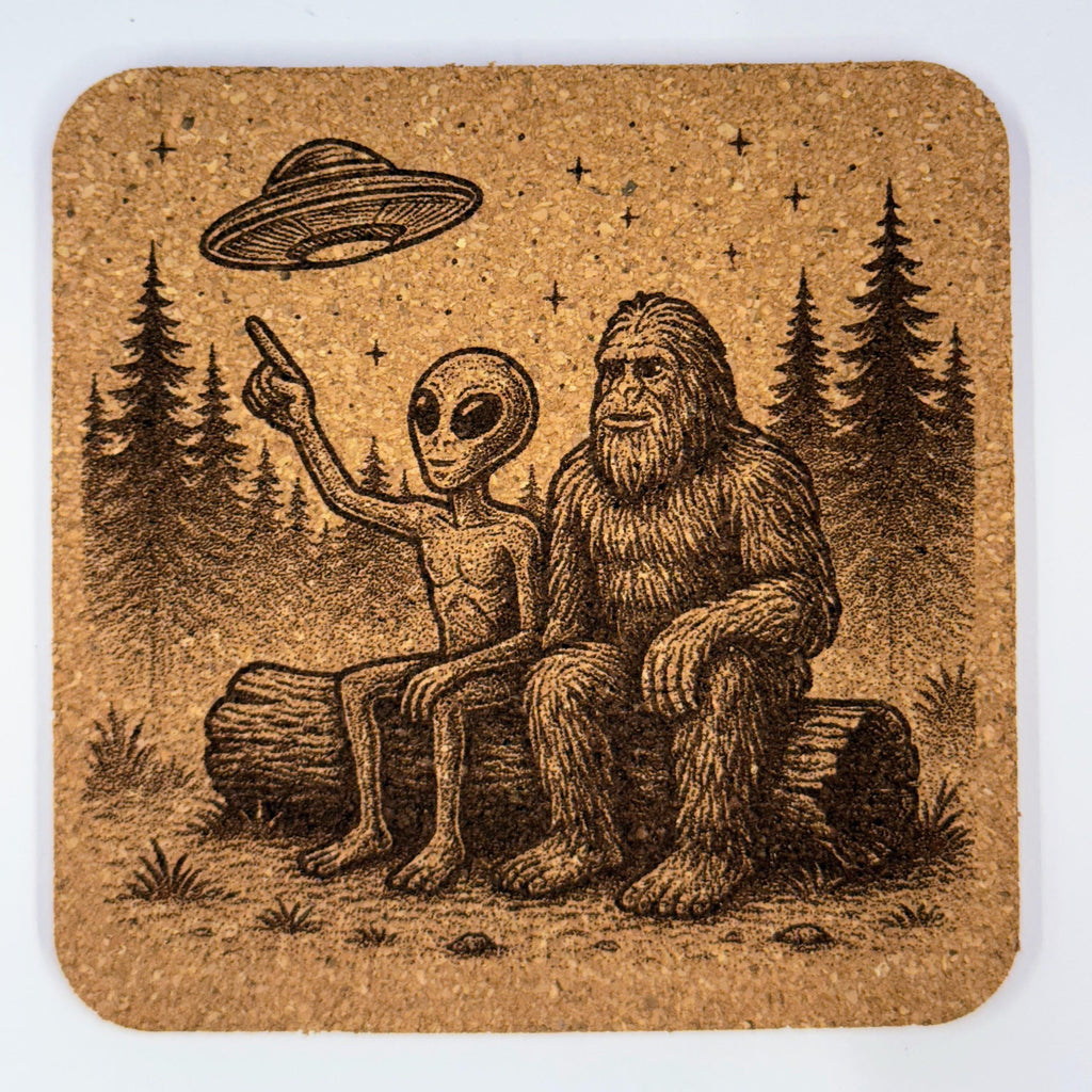 Bigfoot and Alien Stargazing – Cork Coaster