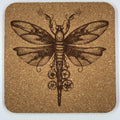 Elegant Steampunk Dragonfly – Fantasy Cork Coaster