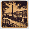 European Riverside Walk Cork Coaster – Romantic City Scene