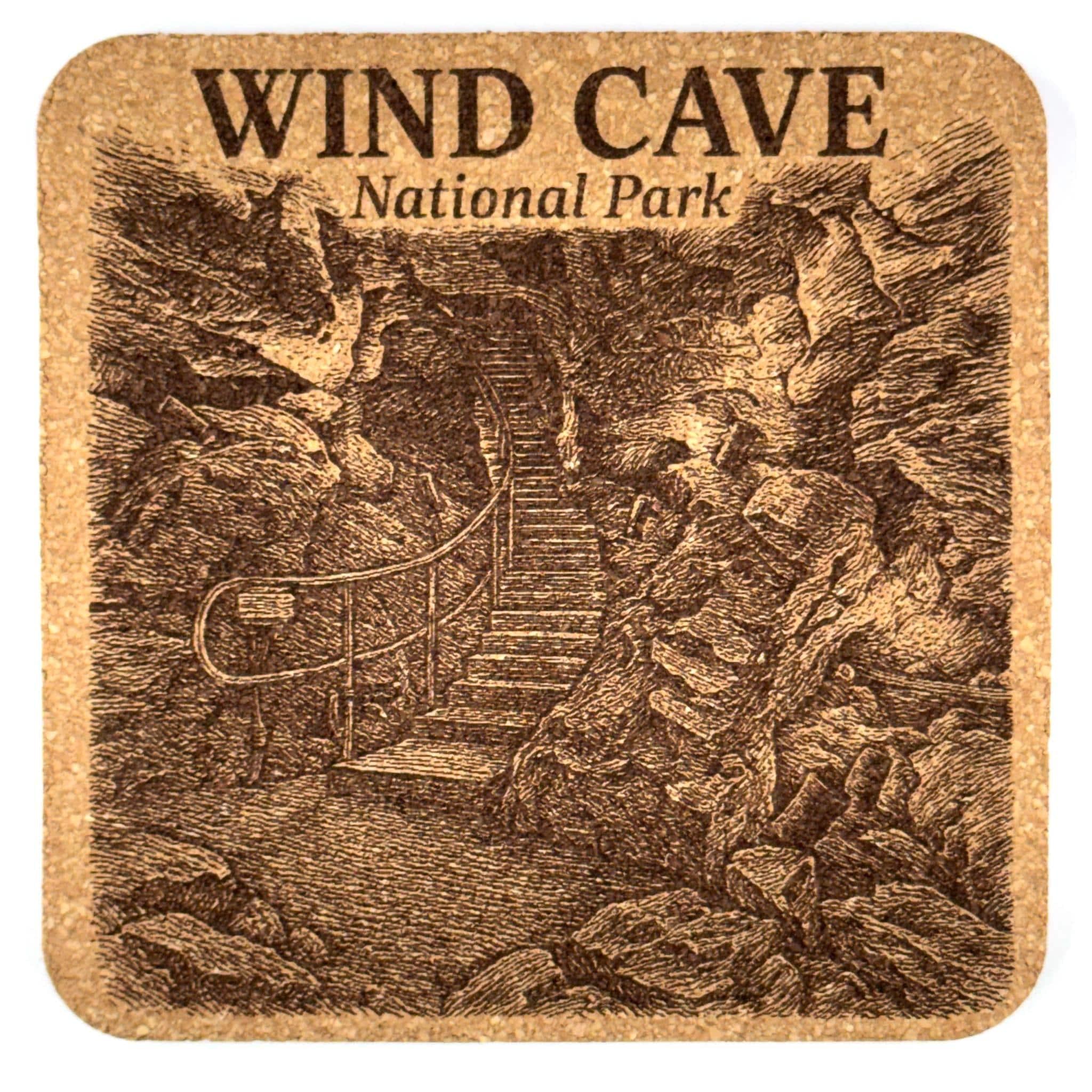 Wind Cave National Park Cork Coaster – South Dakota Cave Landscape Engraved