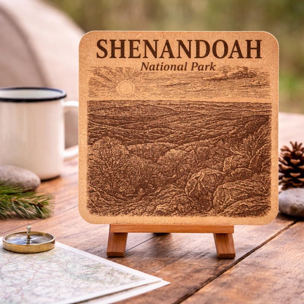 Shenandoah National Park Cork Coaster – Blue Ridge Mountain View