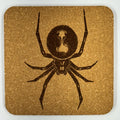 Black Widow Style Spider Cork Coaster – Engraved Arachnid
