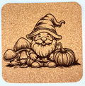 Cozy Mushroom Gnome – Harvest Cork Coaster