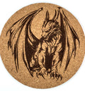 Winged Guardian Dragon Round Cork Coaster – Fantasy Dragon Art