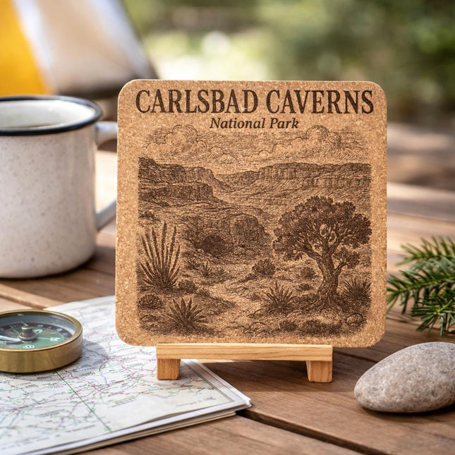 Carlsbad Caverns National Park Cork Coaster – New Mexico Cave Landscape Art