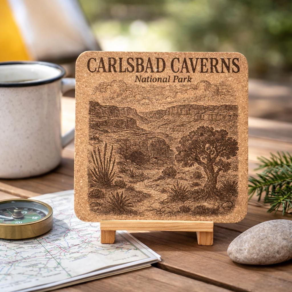 Carlsbad Caverns National Park Cork Coaster – New Mexico Cave Landscape Art