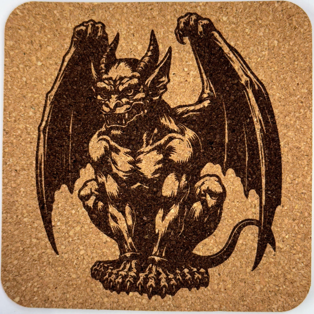 Traditional Stone Gargoyle Guardian – Medieval Cork Coaster