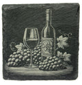 Bottle, Glass & Grapes Slate Coaster – Classic Winery Scene