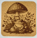 Frog and Toadstool Cork Coaster – Storybook Nature Design
