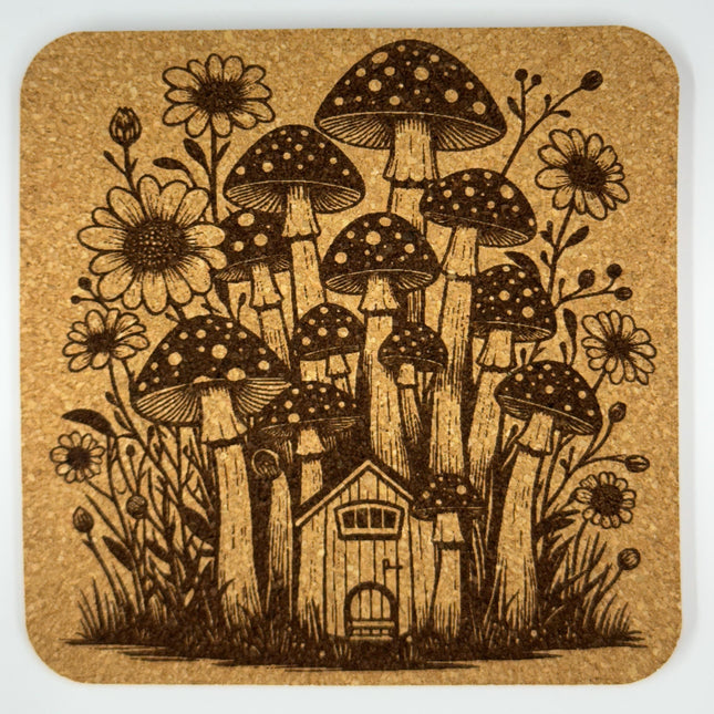 Tall Mushroom Forest Fairy Home – Enchanted Cork Coaster