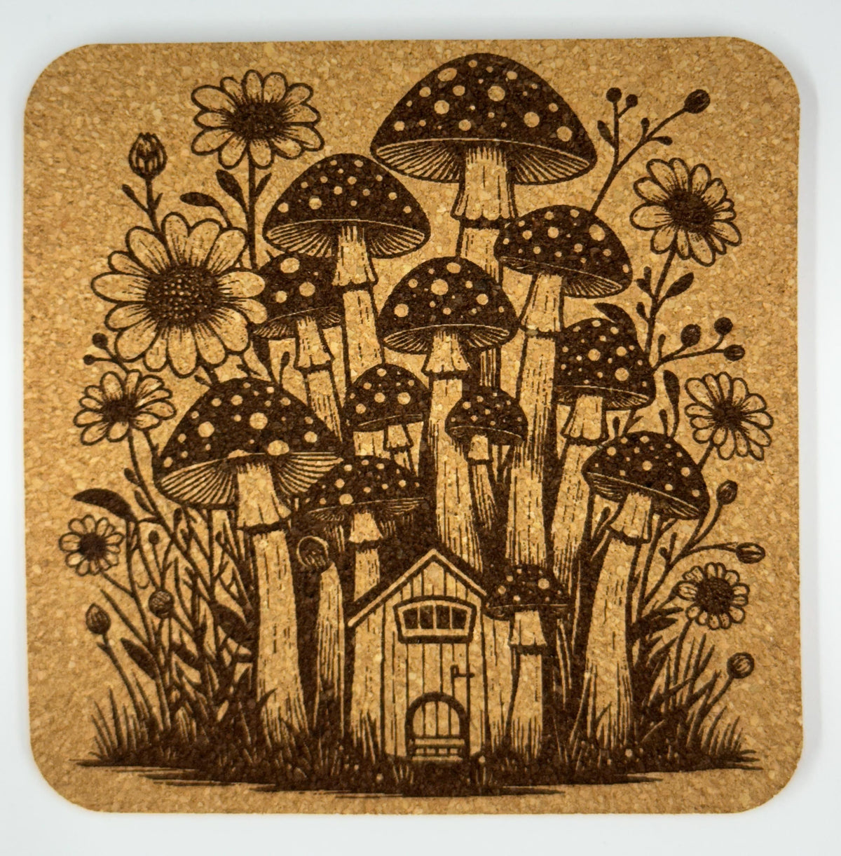 Tall Mushroom Forest Fairy Home – Enchanted Cork Coaster