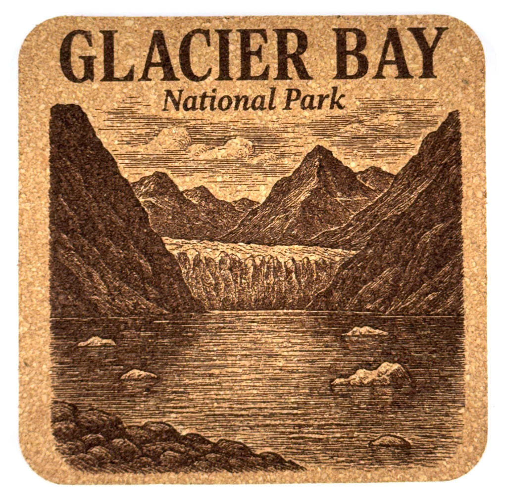 Glacier Bay National Park Cork Coaster – Alaska Fjord Art