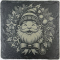 Vintage Santa Wreath Slate Coaster – Classic Christmas Portrait Art