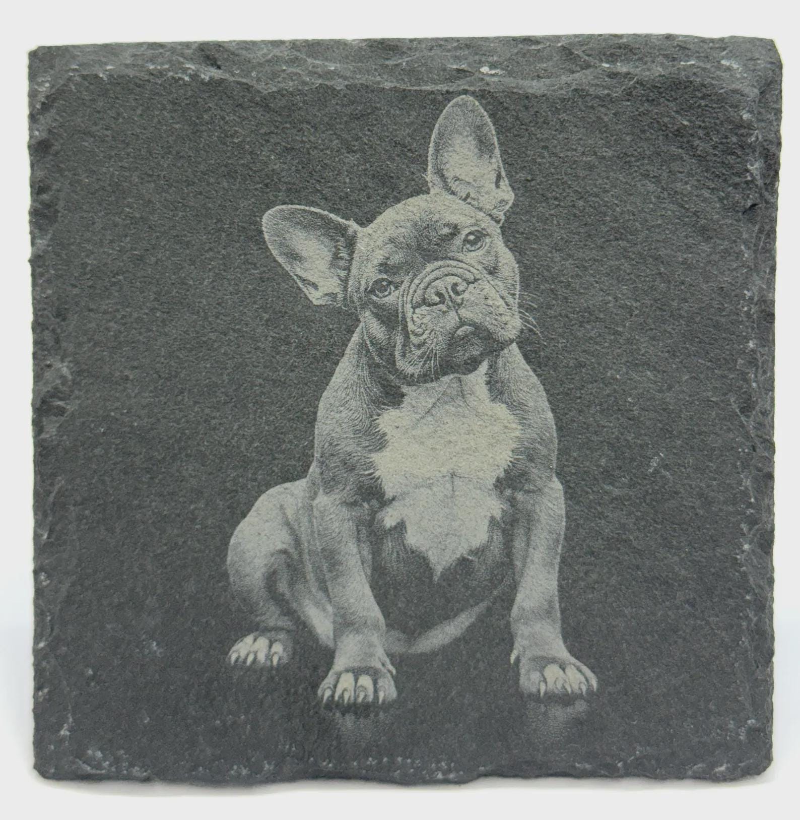 English Bulldog Slate Coasters – Cute Wrinkly Bulldog Faces, Funny Dog Drink Coasters