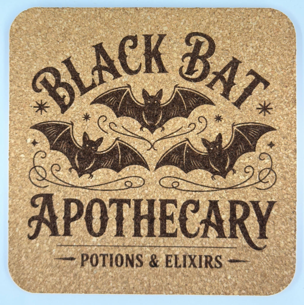 Black Bat Apothecary Cork Coaster