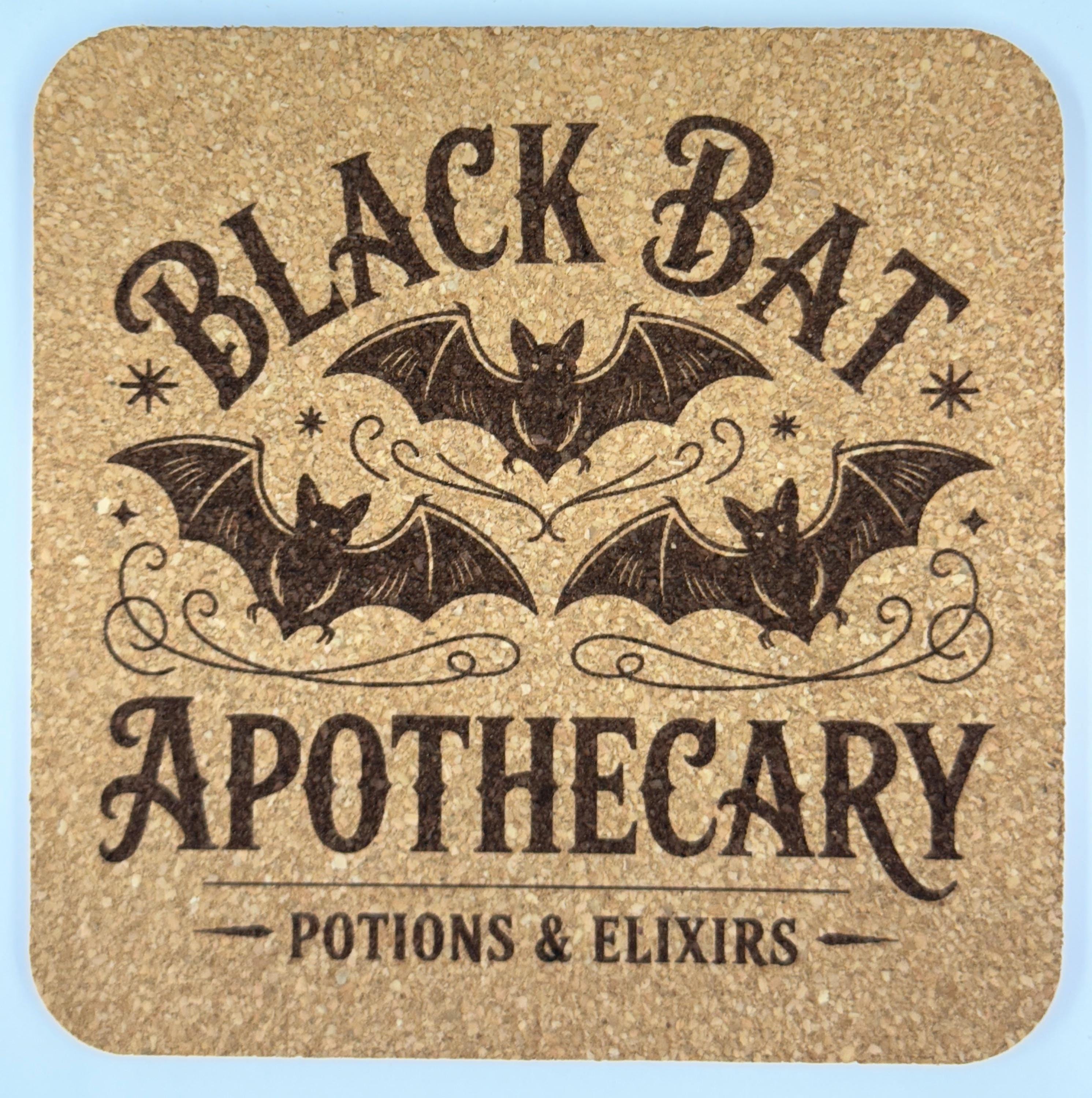 Black Bat Apothecary Cork Coaster