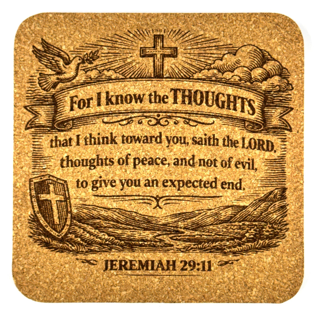 Jeremiah 29:11 Bible Verse Cork Coaster Christian Hope Faith Gift