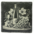 Grapes & Bottle Slate Coaster – Classic Vineyard Still Life
