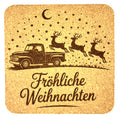 Fröhliche Weihnachten Cork Coaster – German Christmas Night Scene