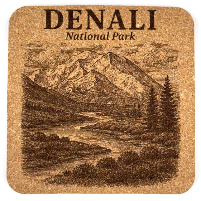 Denali National Park Cork Coaster – Alaska Mountain Landscape