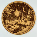 Moonlit Winter Landscape Cork Coaster – Peaceful Holiday Night Scene