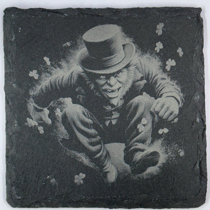 Leaping Leprechaun Slate Coaster for St Patricks Day Decor