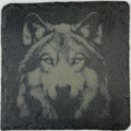 Intense Wolf Slate Coaster – Bold Wildlife Engraved Stone