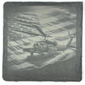 Patriotic Helicopter Slate Coaster – American Flag Military Aviation Engraved Drink Coaster